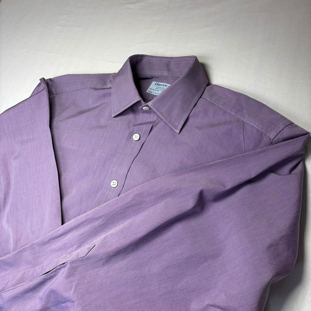 Hilditch & Key Dress Shirt Mens 15R Purple Long Sleeve Cotton Saks England VTG